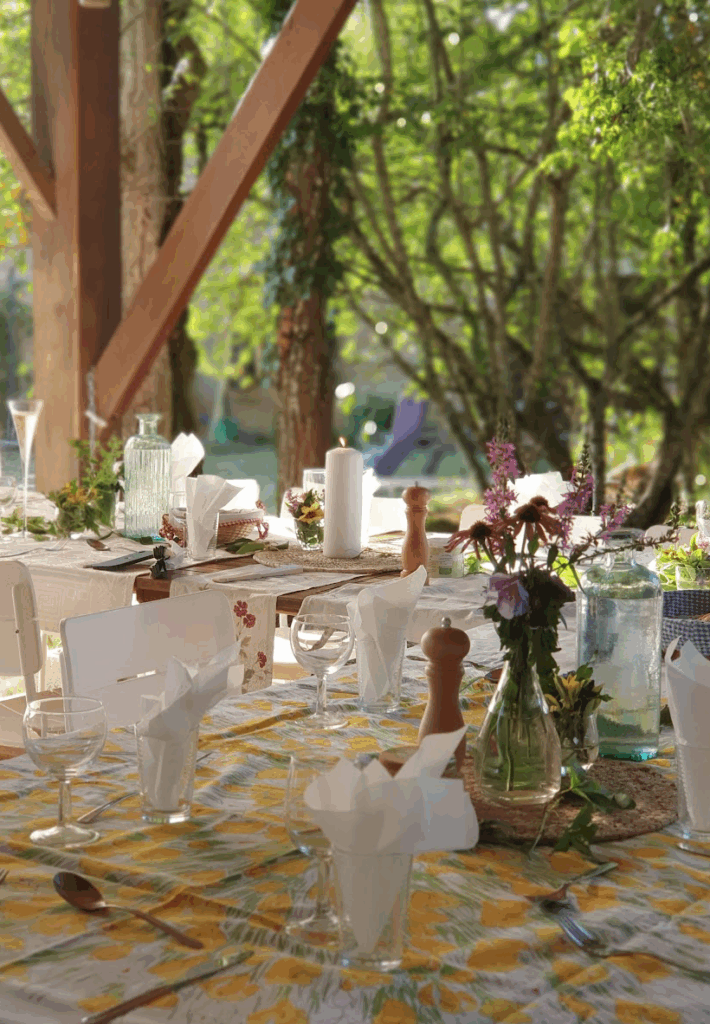 dinner on terrace in July